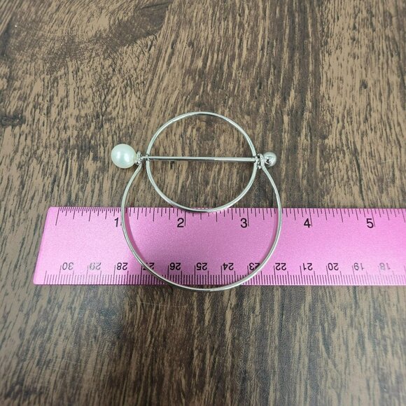 Bangle Bracelet Silver Pearl Round Small Hook Close Classic Gift Casual Bridal - Picture 5 of 6